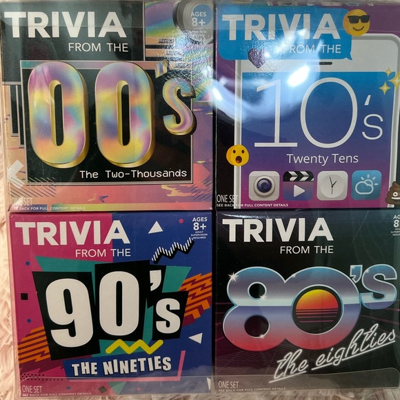 Trivia Card Game 80's 90's 00's 10's 4-in-1 Decades Trivia Fun 160 Cards NIB - Picture 1 of 5